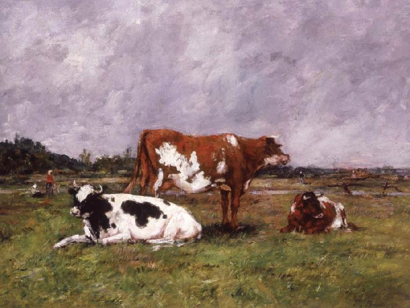 Eugene Boudin Cows in a Pasture